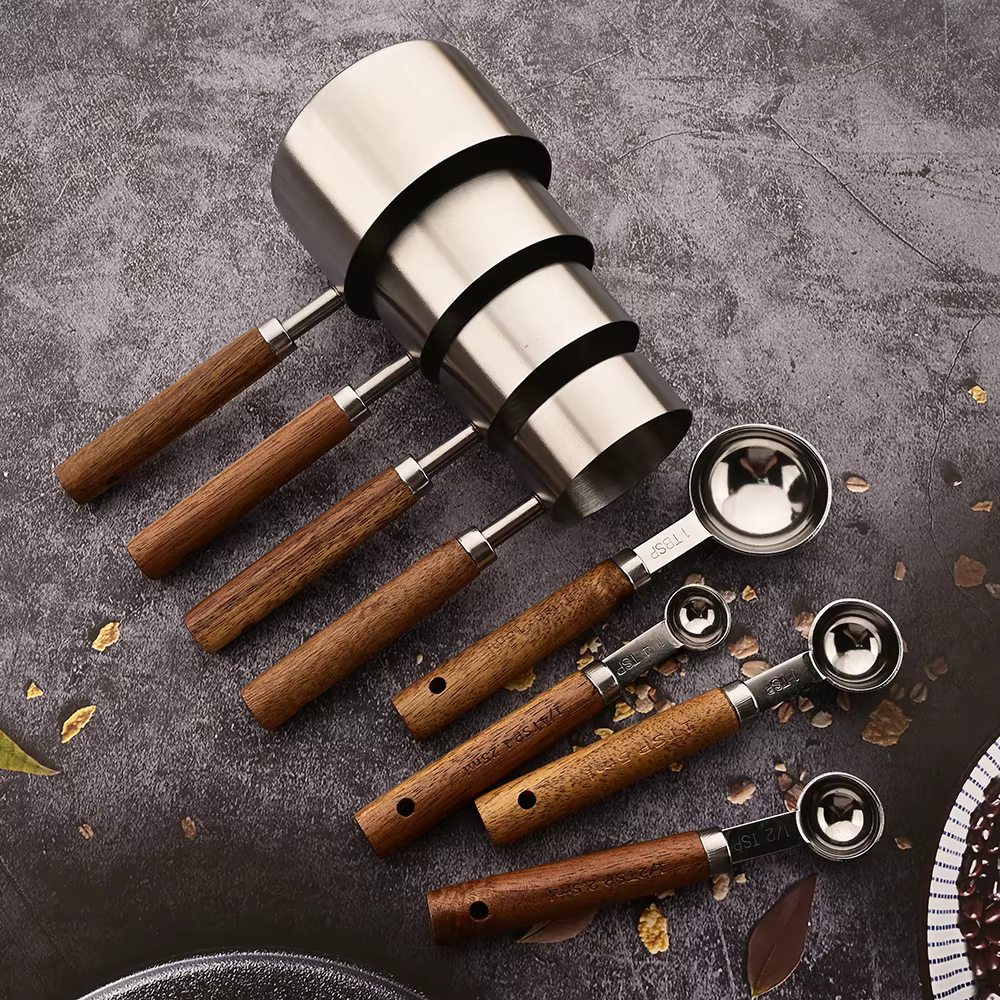 Prestinox - Set personalizzato di lusso 8 pezzi – Legno massello di rovere & acciaio inossidabile