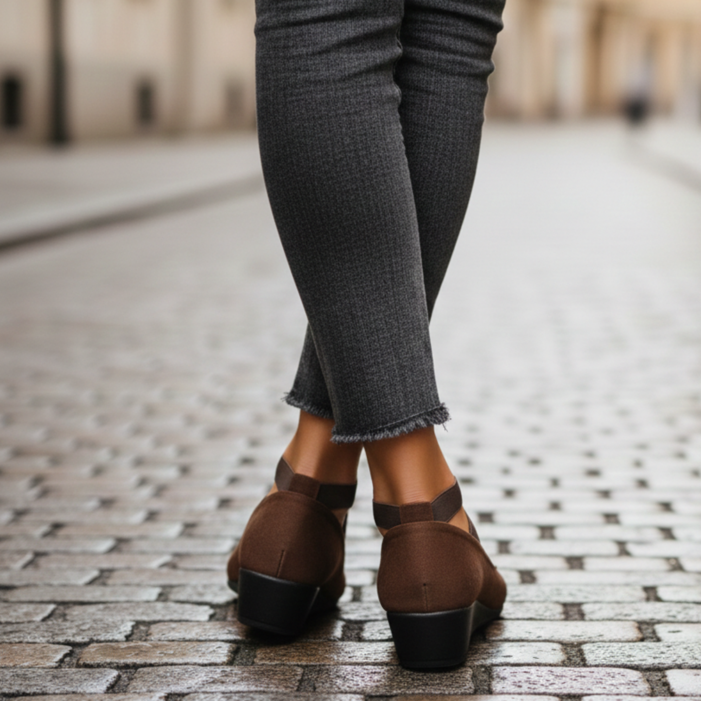 Renée - Scarpe ortopediche con suola a cuneo per donne con cinturini elastici incrociati