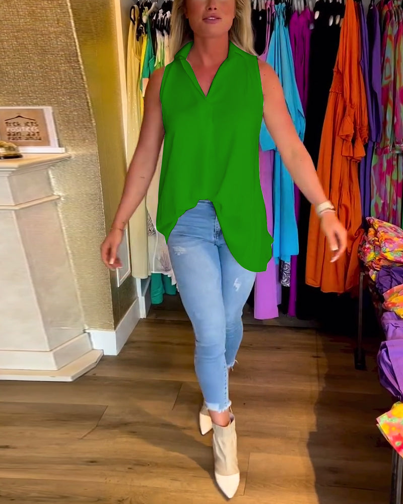 Lyséa - Blusa Lunga Senza Maniche, Leggera ed Elegante per Primavera e Estate, per Donne