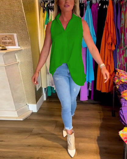 Lyséa - Blusa Lunga Senza Maniche, Leggera ed Elegante per Primavera e Estate, per Donne