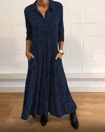 Apolline - Blusa Lunga, Comoda ed Elegante, con Taglio Ampio, Bottoni e Maniche a Tre Quarti per Donne
