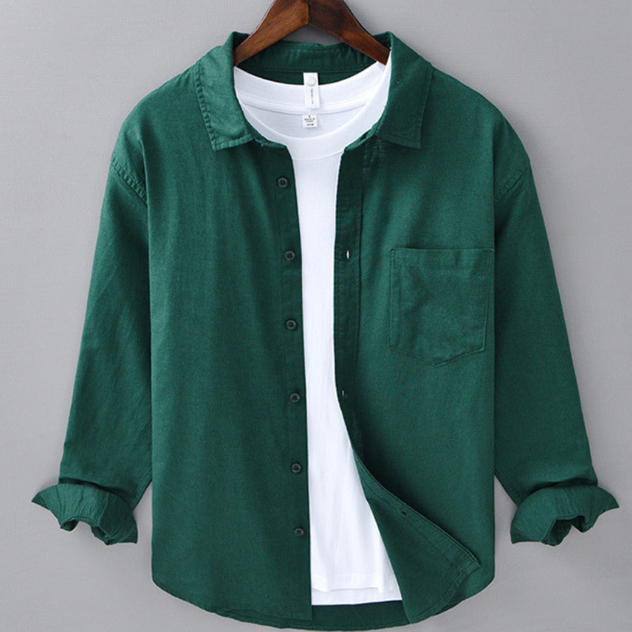 Camicia leggera da uomo in lino con bottoni – Camicia estiva traspirante con vestibilità comoda
