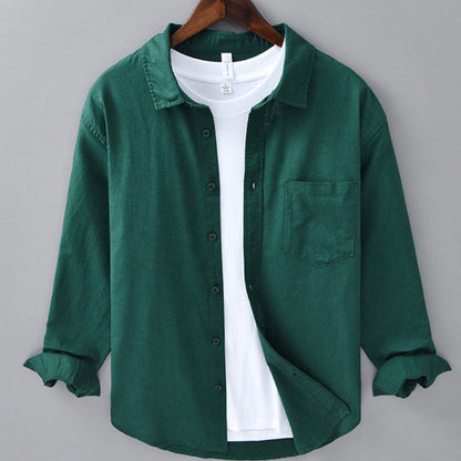 Camicia leggera da uomo in lino con bottoni – Camicia estiva traspirante con vestibilità comoda