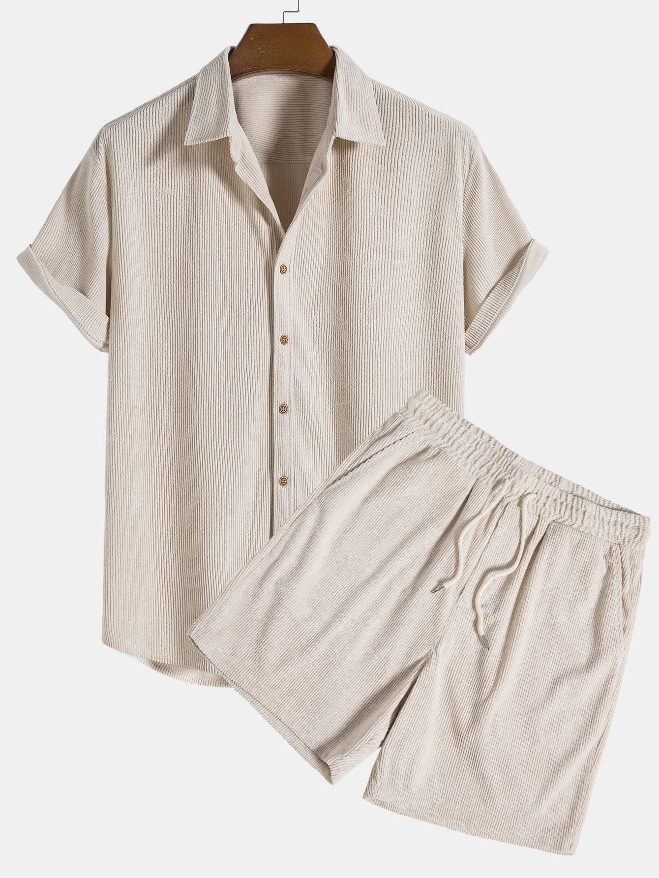 Set estivo casual con camicia a maniche corte e pantaloni corti per uomini – Traspirante e alla moda