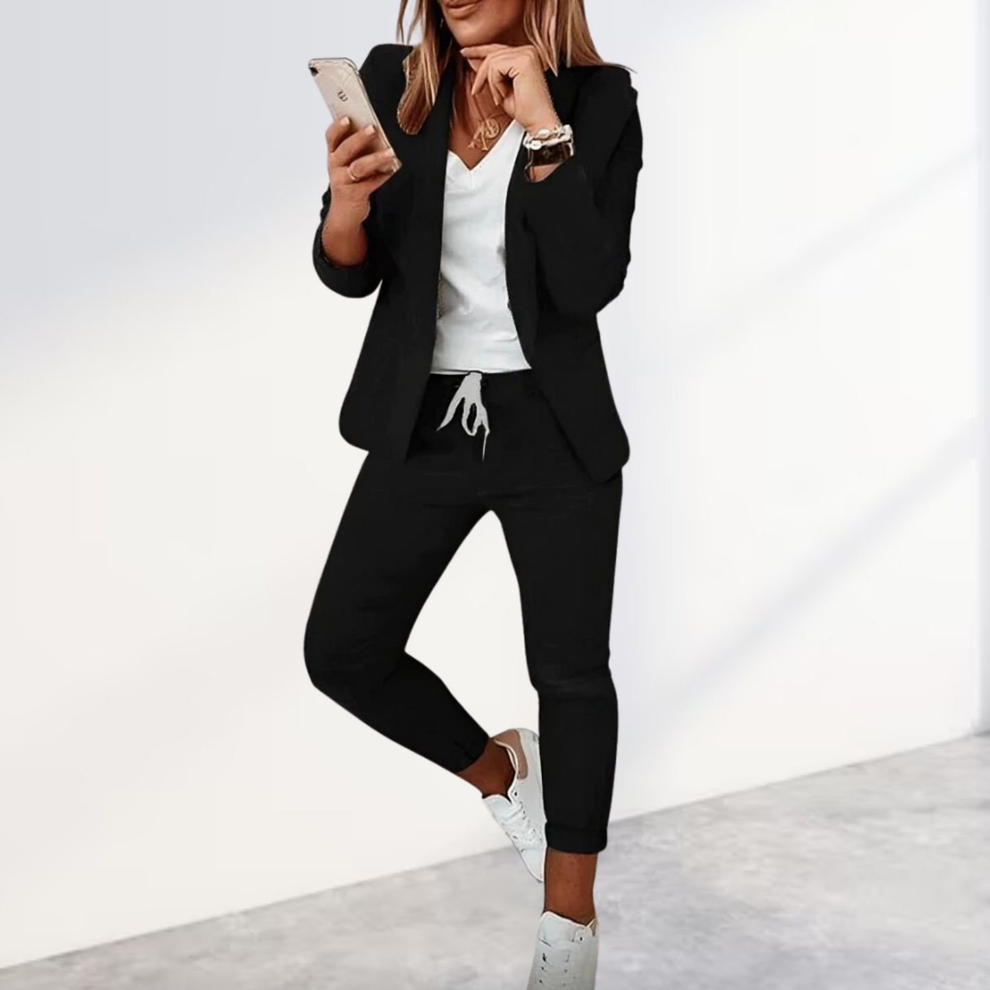 Set elegante da donna 2 pezzi con blazer e pantaloni jogger – Comodo, Moderno e Business-Casual