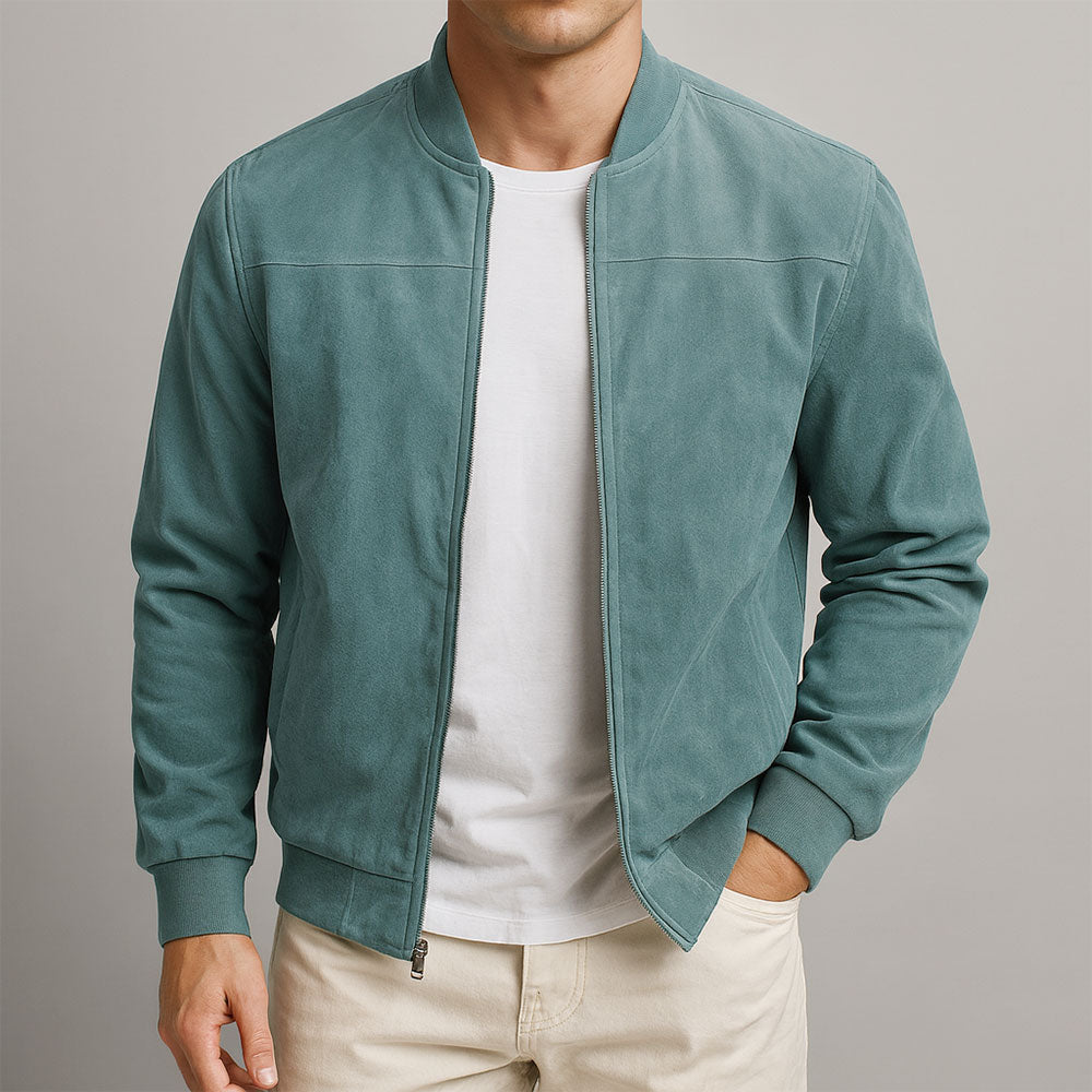 Giacca bomber in look scamosciato per uomo – Elegante giacca per il passaggio di stagione Slim Fit e stile casual moderno