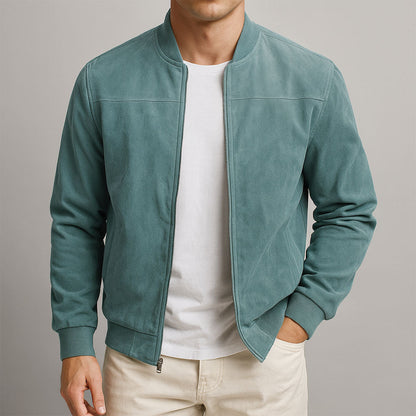 Giacca bomber in look scamosciato per uomo – Elegante giacca per il passaggio di stagione Slim Fit e stile casual moderno