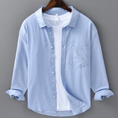 Camicia da uomo leggera in lino con bottoni – Camicia estiva traspirante con vestibilità comoda