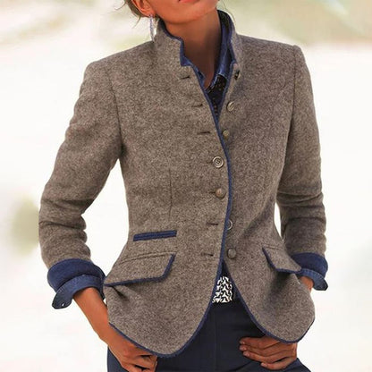 Lyrisse - Blazer in velluto elegante con bottoni e tasche, in tessuto caldo