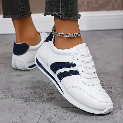 Kalyne - Eleganti Sneakers Ortopediche Bianche con Accenti Neri, Perfette per Lunghe Passeggiate e Viaggi in Città