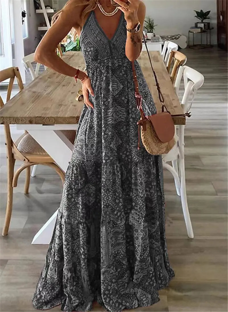 Zaria - Maxi abito estivo con fiori | Abito Boho comodo ed elegante per donne