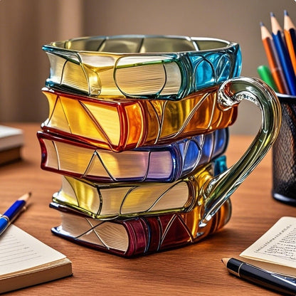 Livrélia - Tazza da caffè letteraria 3D artigianale e dipinta a mano – Regalo unico per gli amanti dei libri