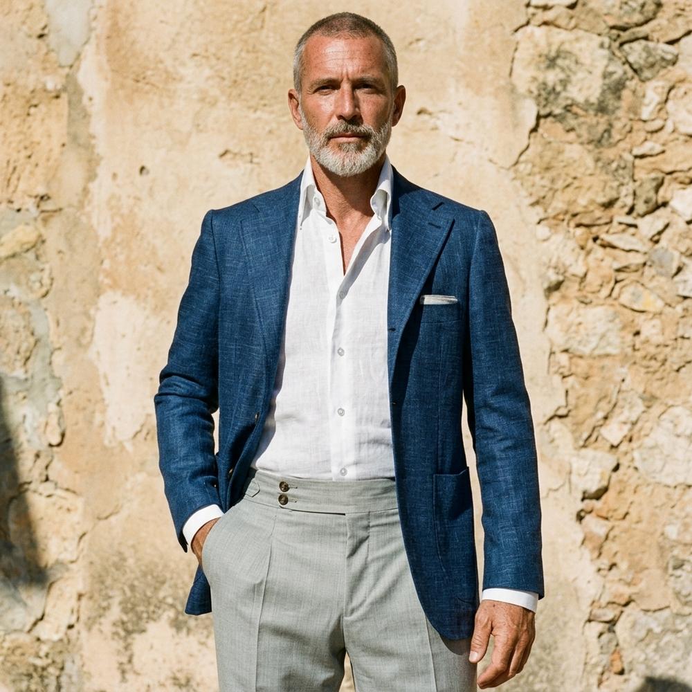 Giacca elegante da uomo con struttura in lino – Blazer estivo Slim Fit e traspirante