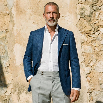 Giacca elegante da uomo con struttura in lino – Blazer estivo Slim Fit e traspirante