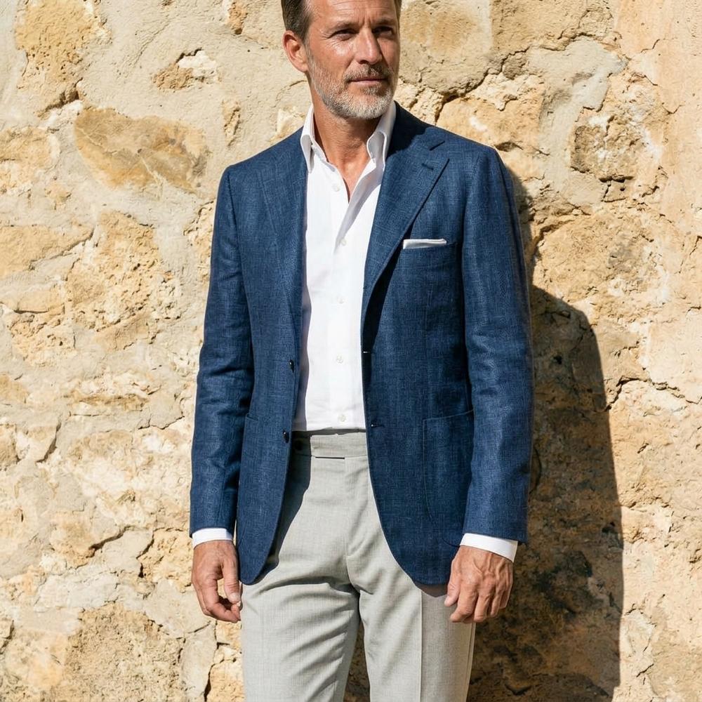 Giacca elegante da uomo con struttura in lino – Blazer estivo Slim Fit e traspirante