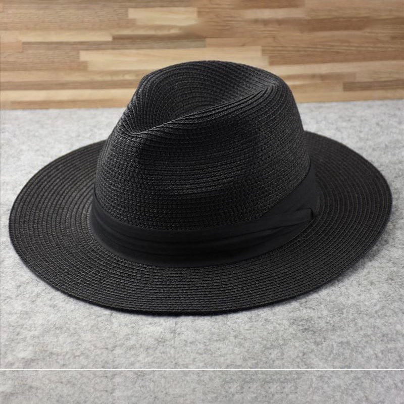 Cappello di paglia Fedora classico per uomo – Elegante cappello estivo con protezione UV e astuccio da viaggio