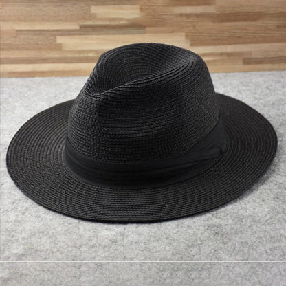 Cappello di paglia Fedora classico per uomo – Elegante cappello estivo con protezione UV e astuccio da viaggio