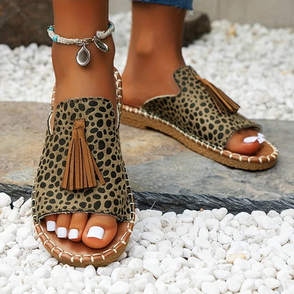 Sandali Boho con Frange per Donna – Comode Ciabatte Estive con Stampa Ethno