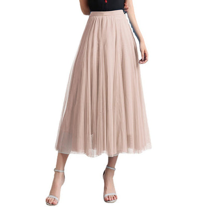 Gonna Midi Elegante in Tulle per Donna – Gonna Plissettata a Vita Alta per Look Stilosi
