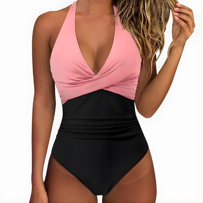 Costume da bagno estivo per donne con scollo all'americana e design modellante