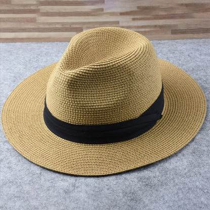 Cappello di paglia Fedora classico per uomo – Elegante cappello estivo con protezione UV e astuccio da viaggio