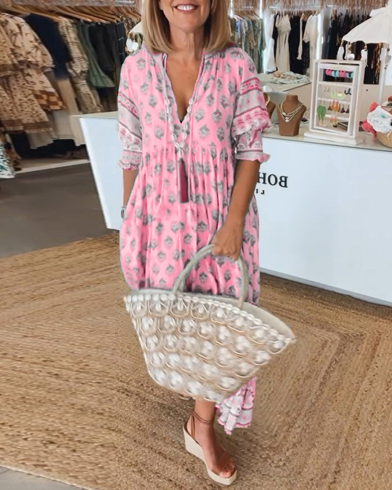Sylméra - Maxidress Boho Leggero Stampa Fluido Estate