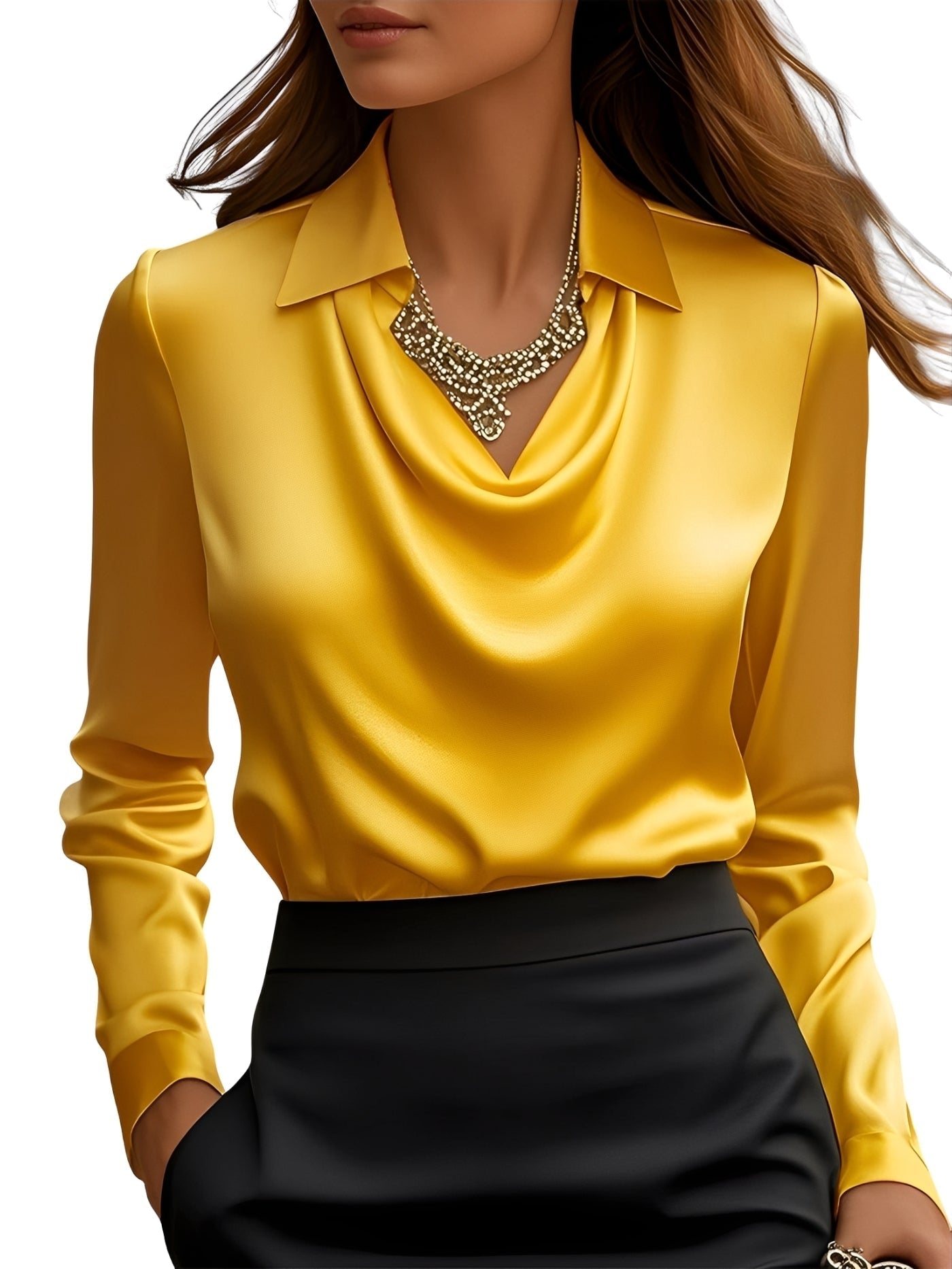 Diane - Elegante blusa in satin con maniche lunghe per donne