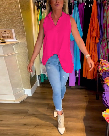 Lyséa - Blusa Lunga Senza Maniche, Leggera ed Elegante per Primavera e Estate, per Donne