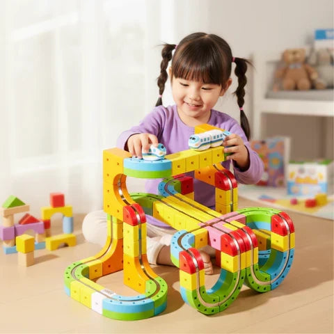 Tracivie - Pista a cubi fai-da-te – Creativo & Attivo – Gioco del treno DIY