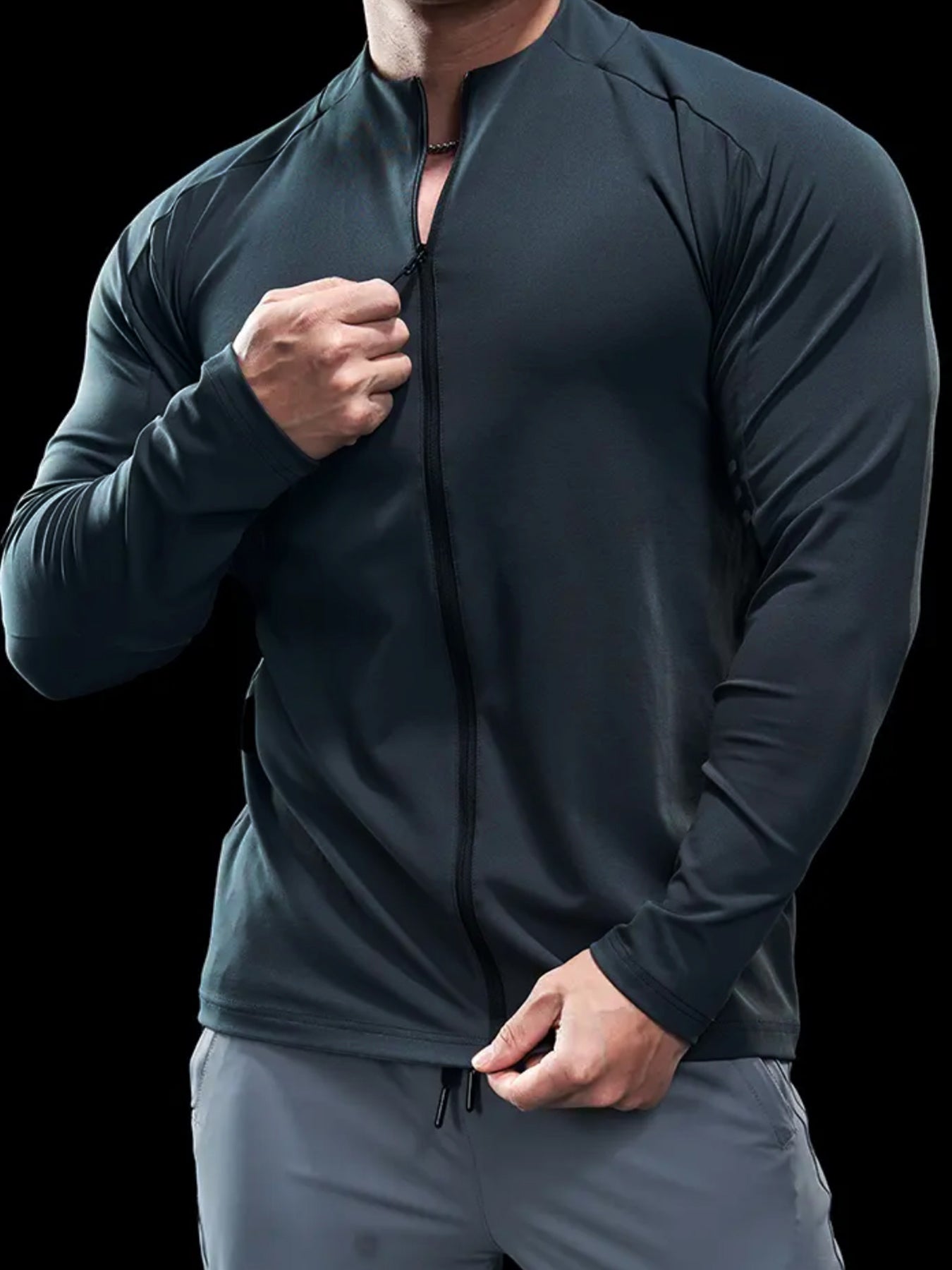 Maëlric - Giacca sportiva SmoothBlend con materiale ad asciugatura rapida per corsa e fitness con colletto a zip