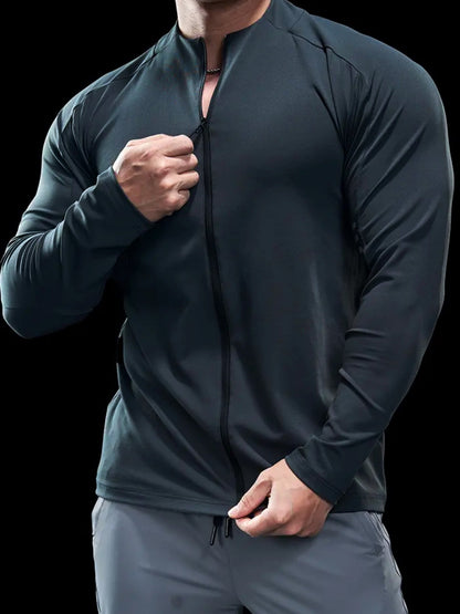 Maëlric - Giacca sportiva SmoothBlend con materiale ad asciugatura rapida per corsa e fitness con colletto a zip