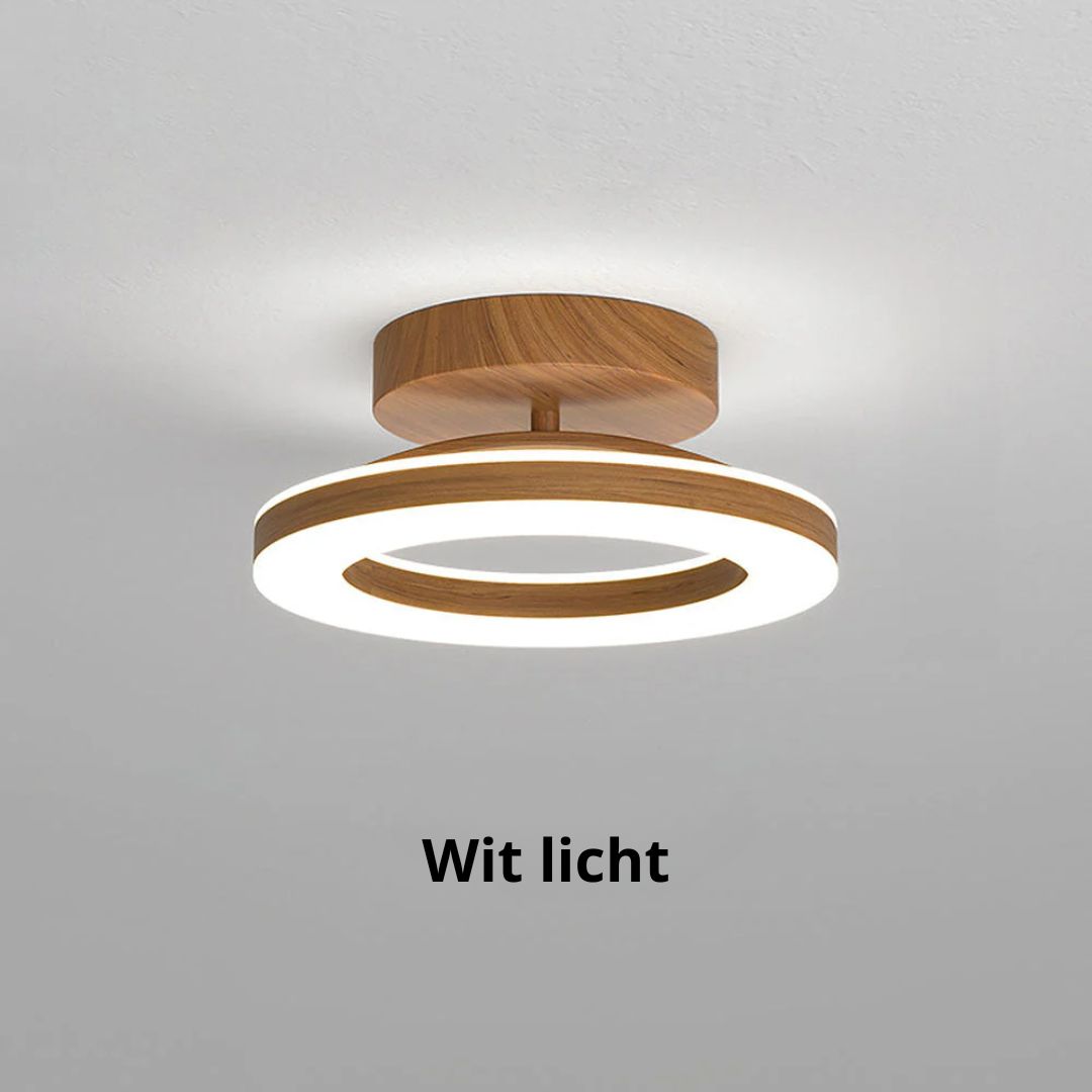 Annelis - Lampada da soffitto LED Anello Aperto con Cornice in Legno