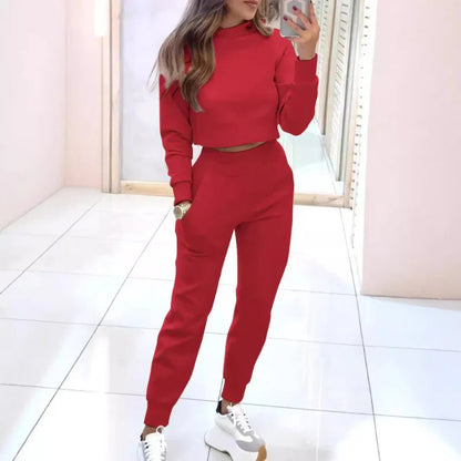 Gaëlle - Completo di relax elegante e comodo per donne, composto da pantaloni jogger e crop-top a maniche lunghe