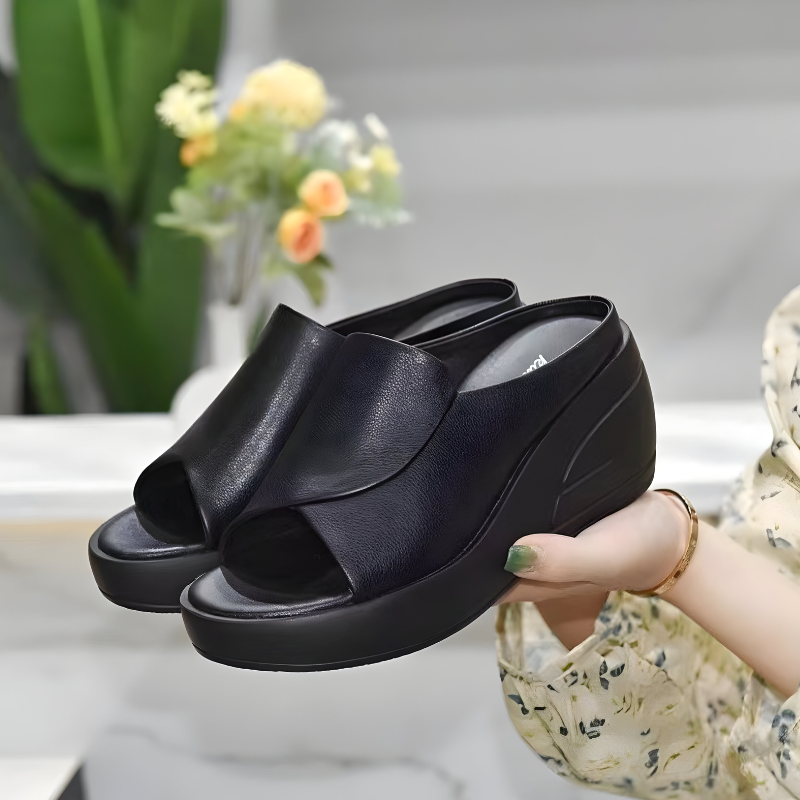 Clara - Sandali Plateau Eleganti e Ortopedici con Punta Aperta