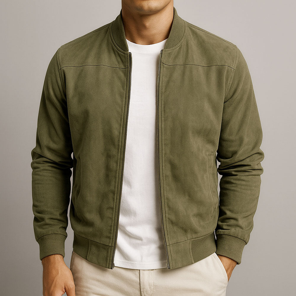 Giacca bomber in look scamosciato per uomo – Elegante giacca per il passaggio di stagione Slim Fit e stile casual moderno
