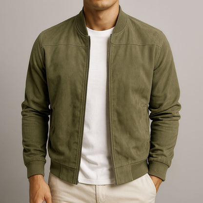 Giacca bomber in look scamosciato per uomo – Elegante giacca per il passaggio di stagione Slim Fit e stile casual moderno