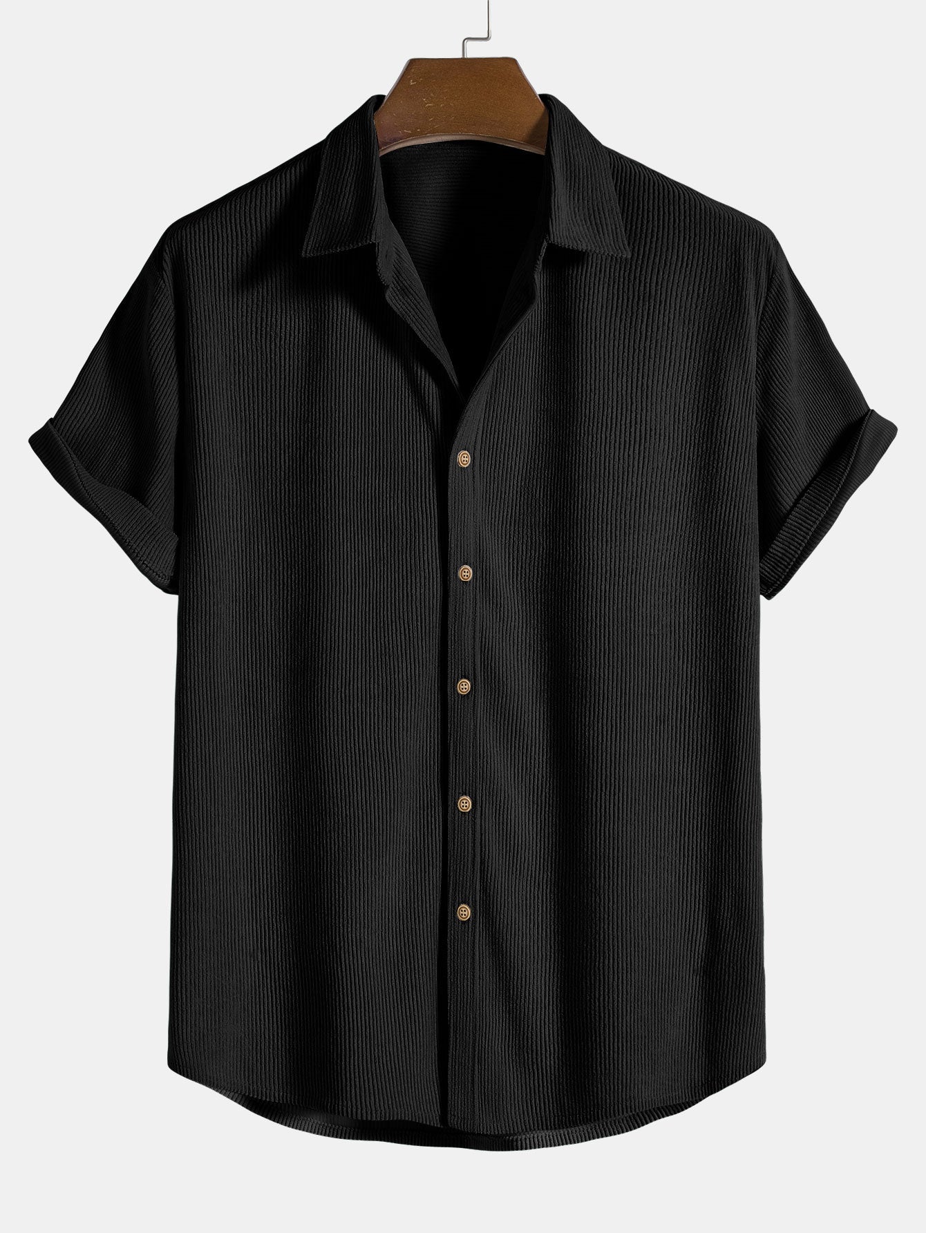 Set estivo composto da camicia a maniche corte e pantaloni corti – Look casual strutturato traspirante per uomini