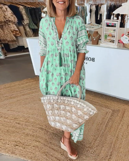 Sylméra - Maxidress Boho Leggero Stampa Fluido Estate