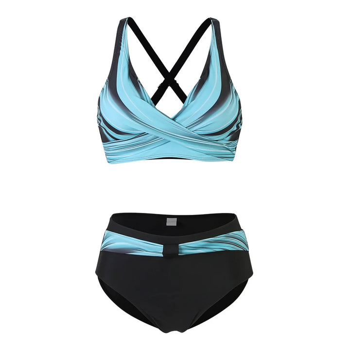 Set bikini con top avvolgente e slip a vita alta – Donna con design modellante e alla moda