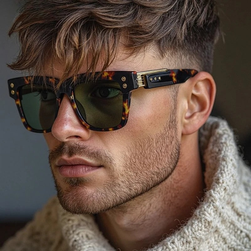 Occhiali da sole premium per uomini in design retro – Protezione UV400 & occhiali dichiarativi alla moda