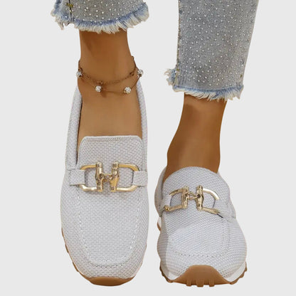 Comodi Scarpe Slip-On Loafer per Donne con Design Leggero e Fibbia Dorata