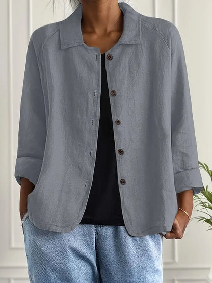 Blusa leggera in lino con bottoni e taglio morbido per donne – Traspirante ed Elegante