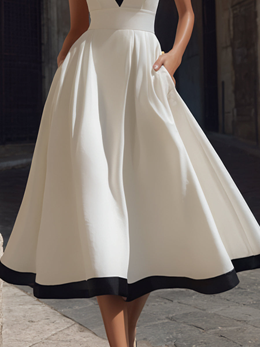 abito midi donna con scollo a V