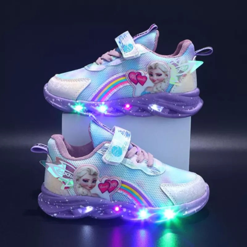 Sneaker LED per Bambine – Scarpe da Ginnastica Luminescenti con Arcobaleno e Chiusura in Velcro