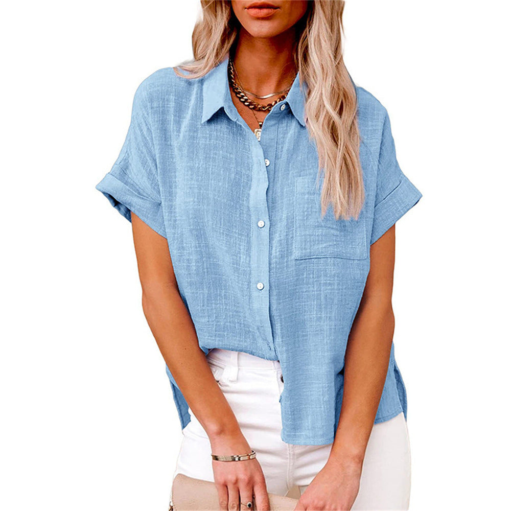 Blusa corta casual a maniche corte per donne – Maglietta leggera e versatile per il tempo libero