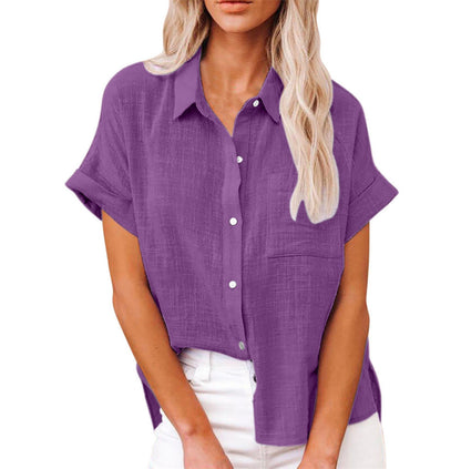 Blusa casual a maniche corte per donne – Maglietta leggera e versatile per il tempo libero