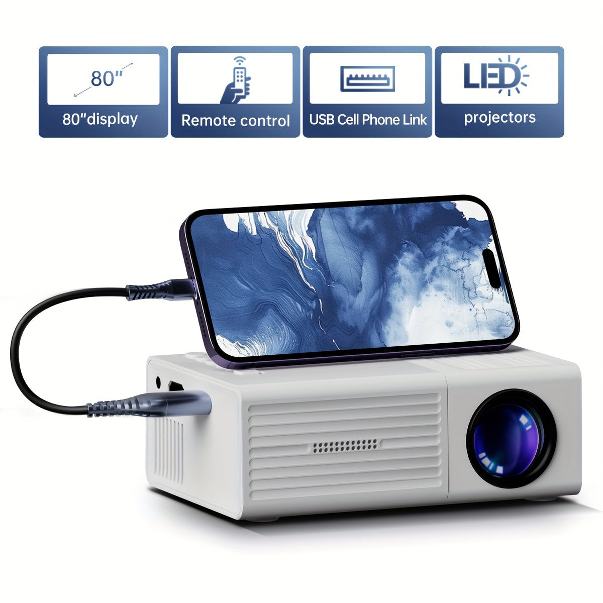 Luxivue - Mini-Proiettore Ultra Luminoso 3000 Lumen – Portatile, HDTV & USB, Ideale per Home Cinema e Utilizzo all'Aperto