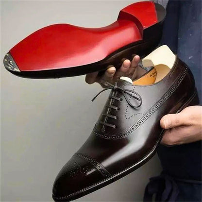 Eleganti scarpe da business in pelle con suola antiscivolo – Scarpe stringate classiche per uomini