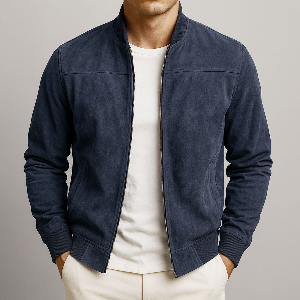 Giacca bomber in look scamosciato per uomo – Elegante giacca per il passaggio di stagione Slim Fit e stile casual moderno