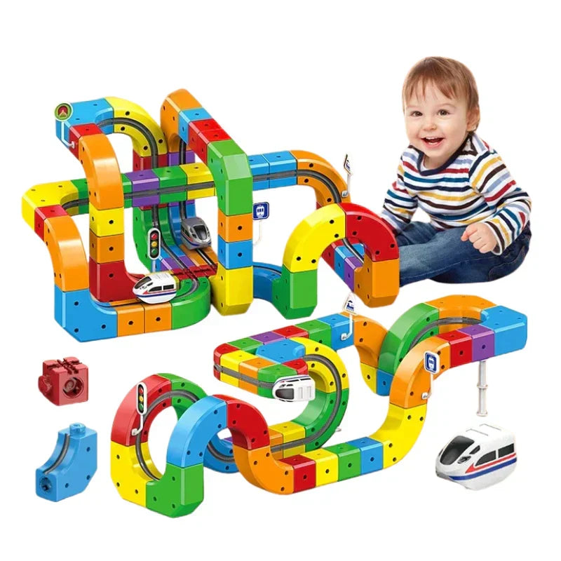 Tracivie - Pista a cubi fai-da-te – Creativo & Attivo – Gioco del treno DIY